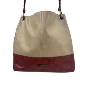 Montana West Slouchy‎ Purse Bag Medium Leather Brown Beige Equestrian Western